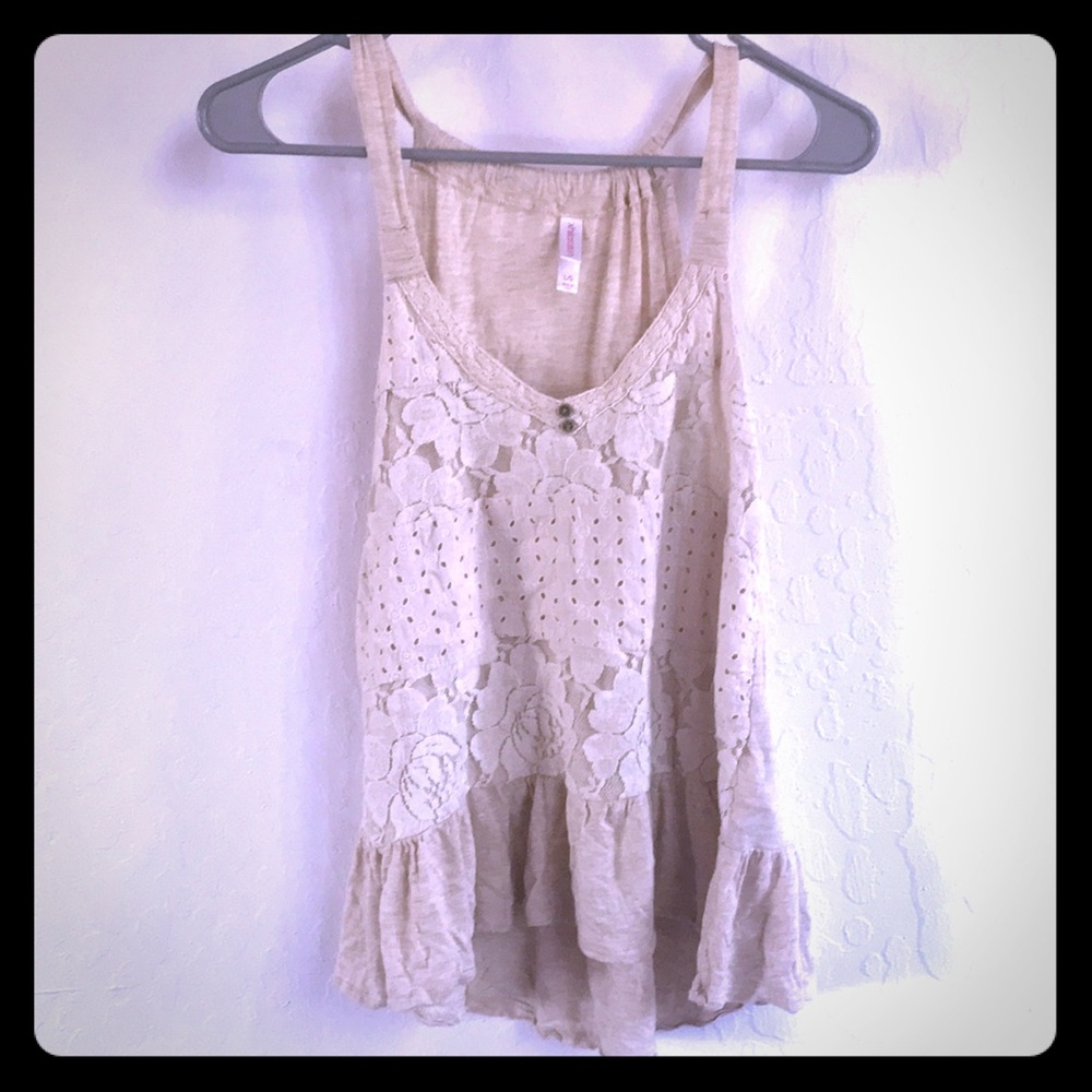 Beige lace tank